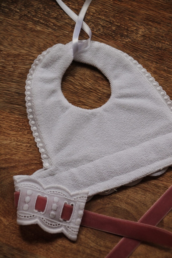 Babero piqué entredos Rosa