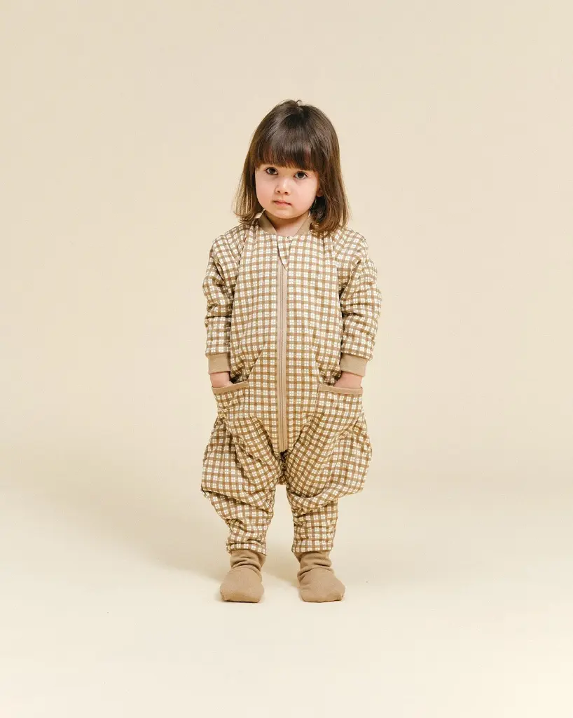 Pijama manta con mangas y calcetines antideslizantes - Brown Checks - TOG 1