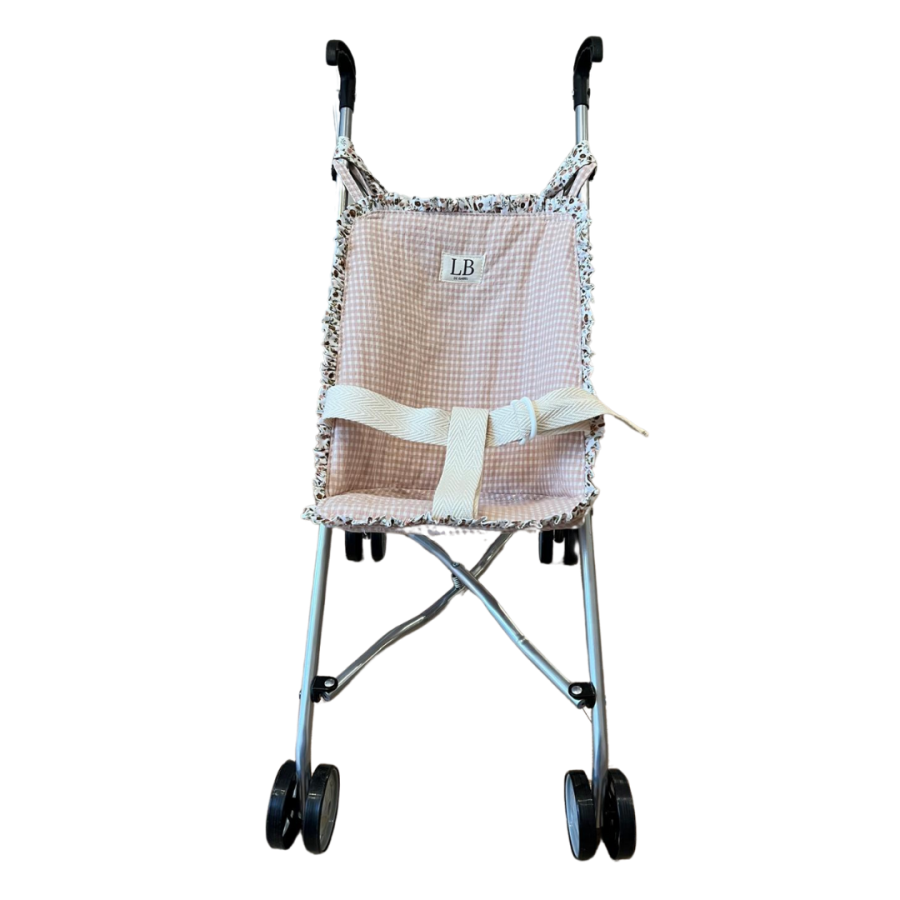 Silla de muñecas vichy rosa y flor Jimena