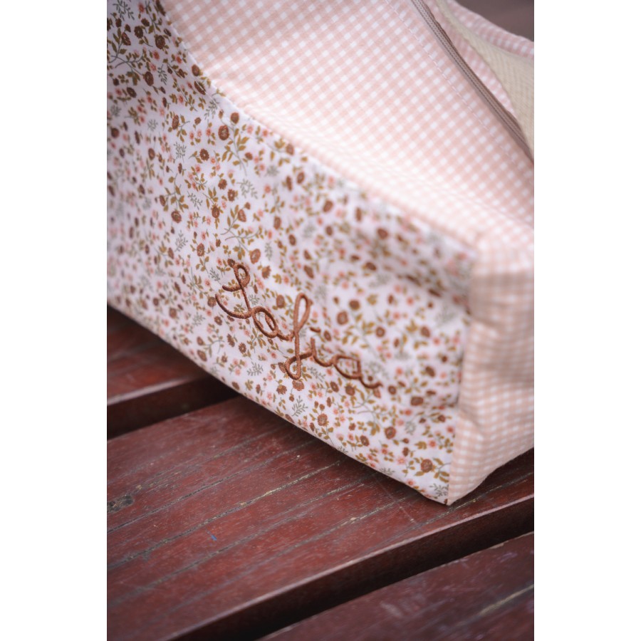 Bolsa patines vichy y flor 