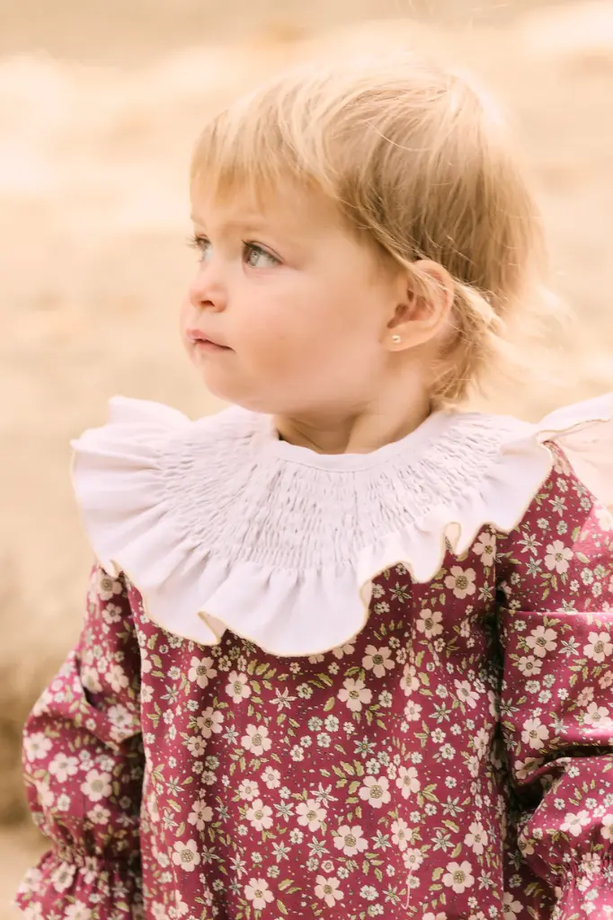 Pelele flor Borgoña