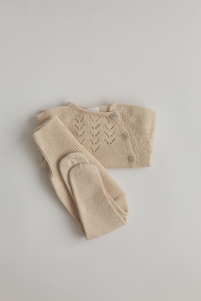 Jersey de espiga con polainas beige