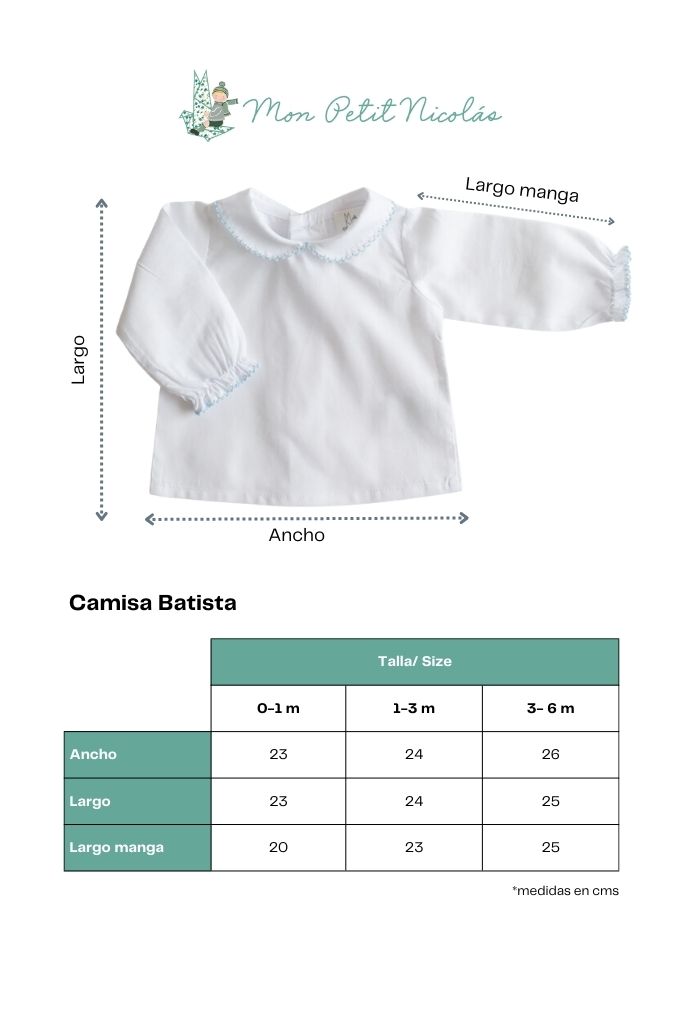 Camisa batista picos azul 