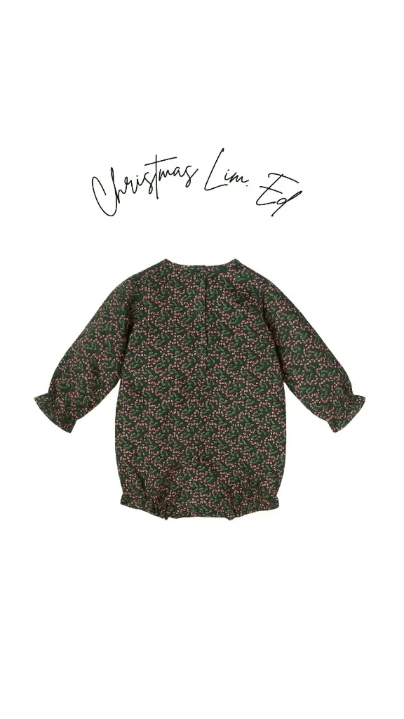 PELELE VERDE FLORES ROJAS CON PECHERA A CONTRASTE NAVIDAD
