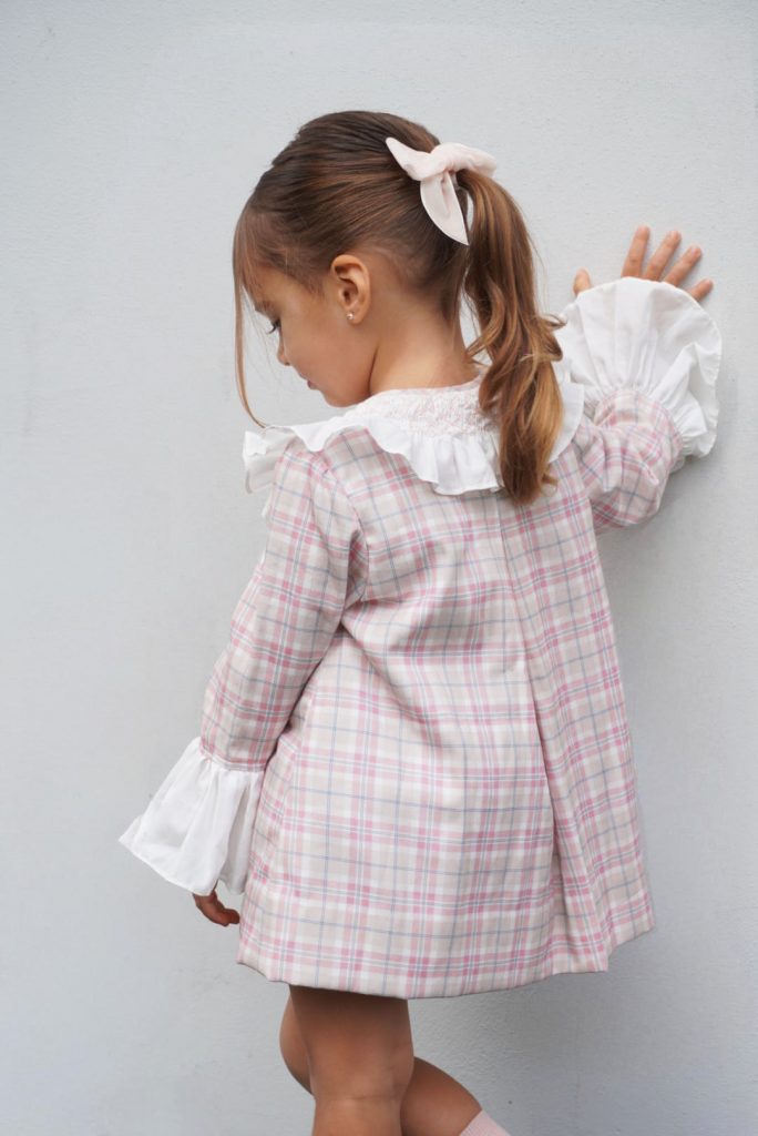 Vestido semi nido cuadros rosa