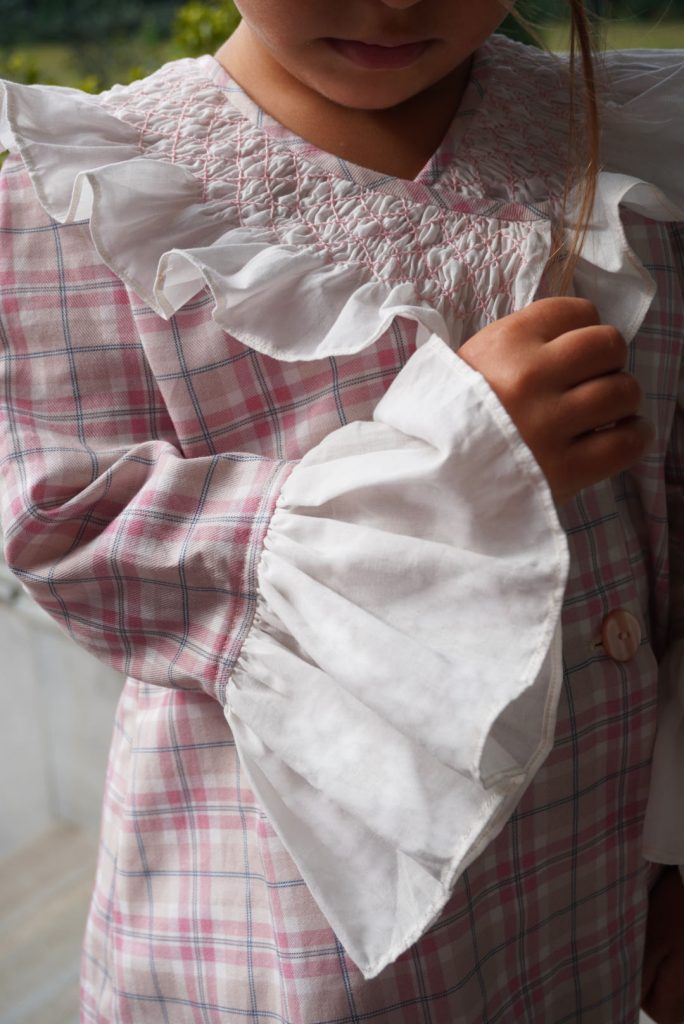 Vestido semi nido cuadros rosa