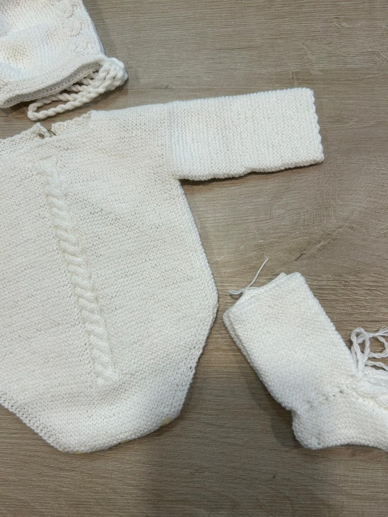 Pelele punto trenza blanco 