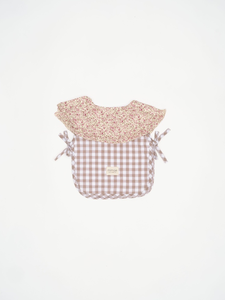 Babero volante cuello Nikole & vichy beige