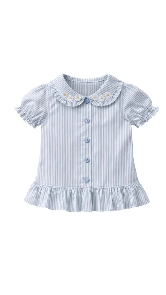 BLUSA MANGA ABULLONADA RAYAS AZULETTI MARGARITAS