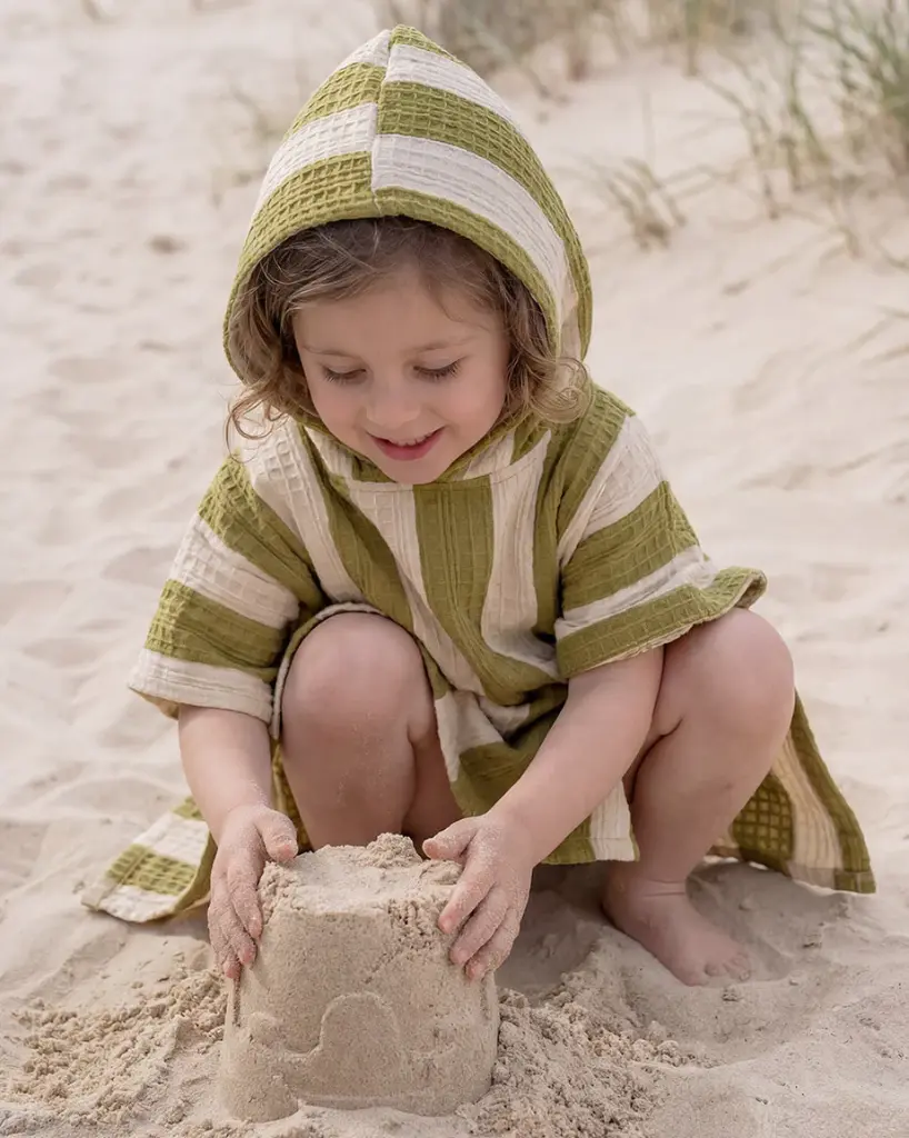 Poncho de bañ Khaki & Cream Stripes