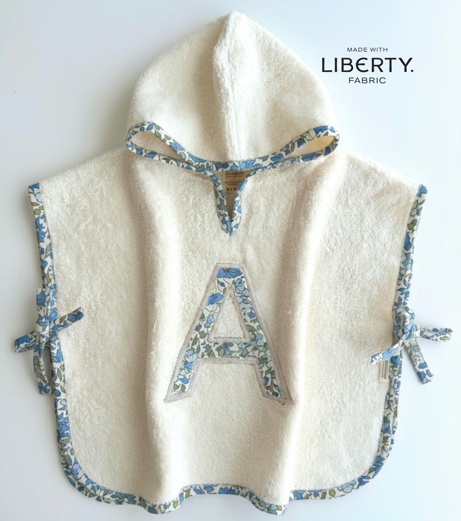 Poncho toalla Personalizado | Nomeolvides | Flores azul