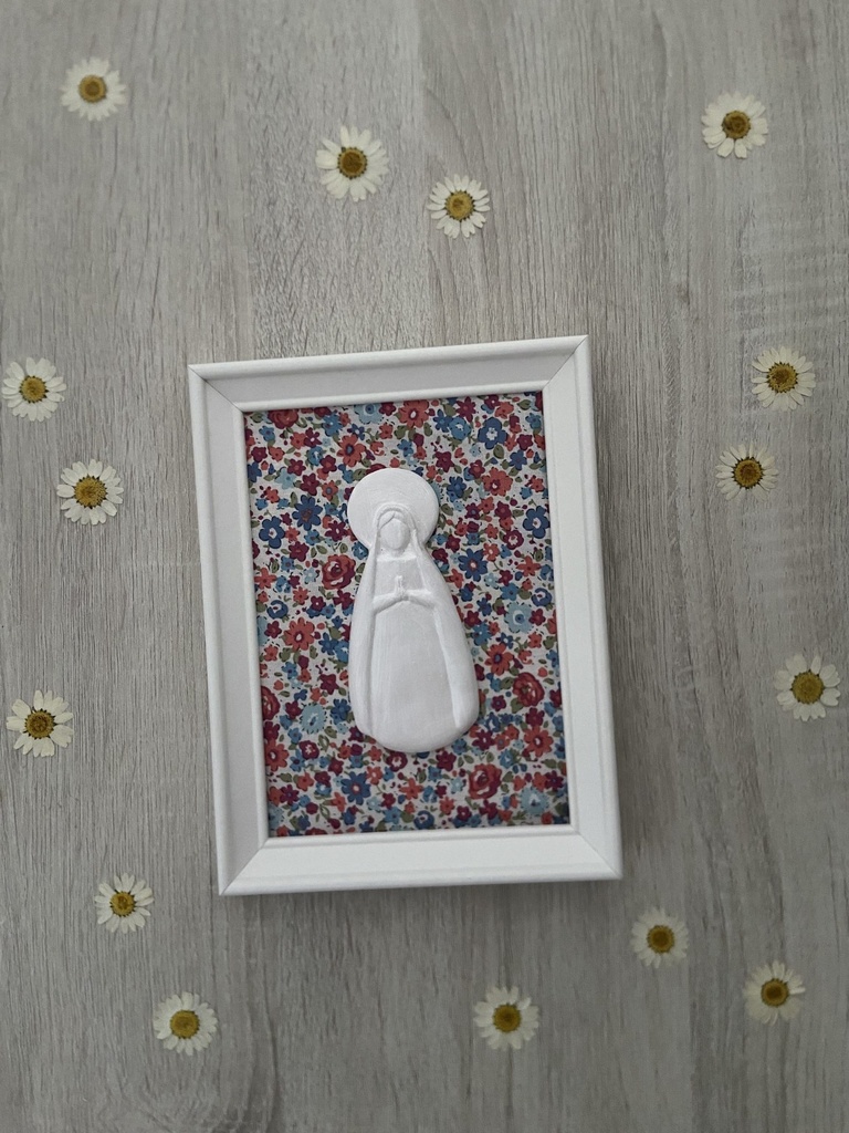 Virgen María enmarcada popelín frambuesa mimmi