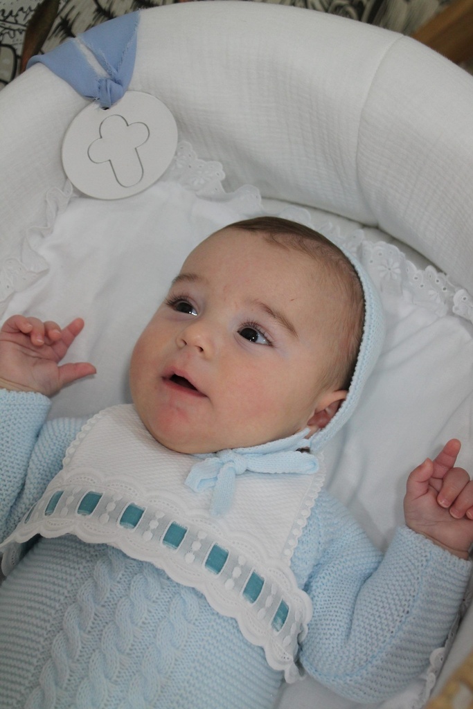 Babero piqué entredos Azul