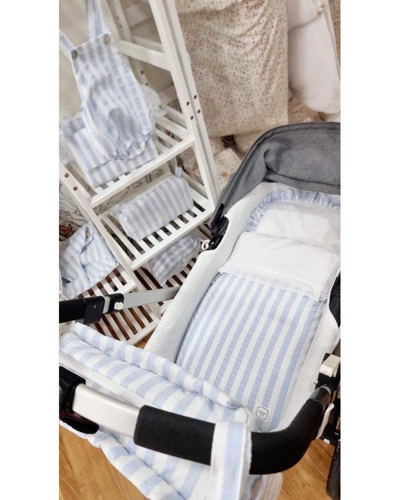 Saco capazo con relleno extraíble rayas celeste