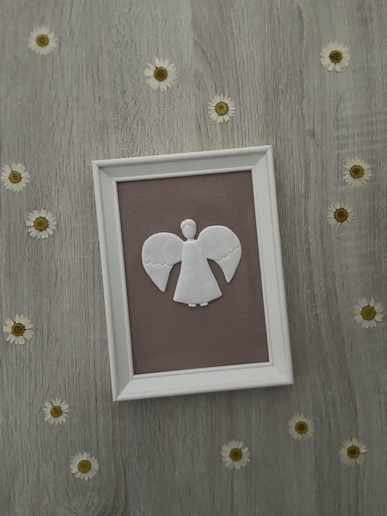Angelito enmarcado lino rosa