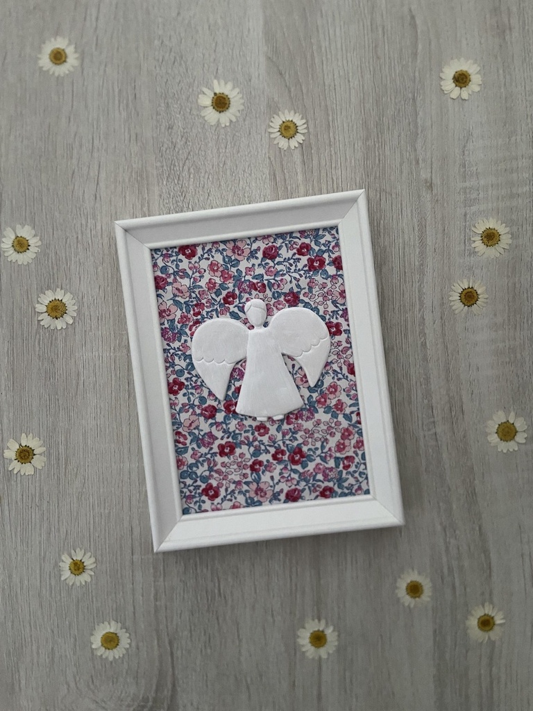 Angelito enmarcado popelín rosa lía