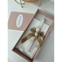 Kit Bautizo vichy tostado con caja, vela y toalla