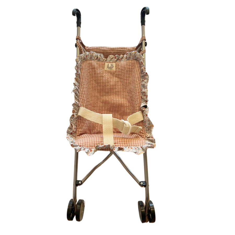 Silla de muñecas vichy teja y flor