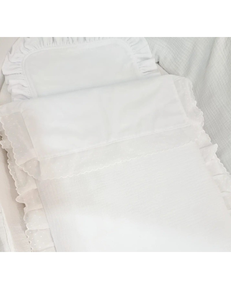 Sábana encimera con tira bordada de plumeti