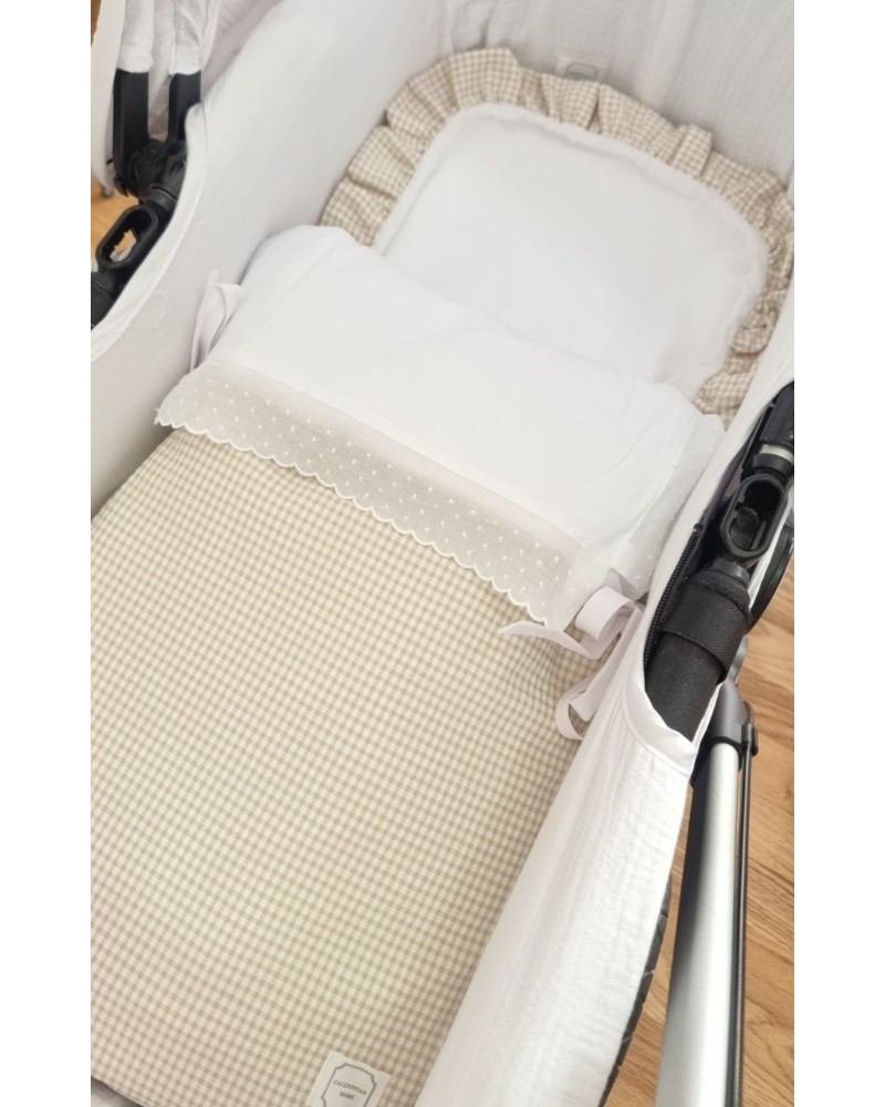 Saco capazo con relleno extraible vichy beige