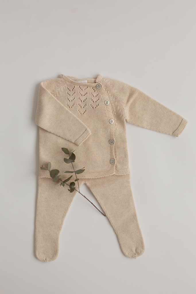 Jersey de espiga con polainas beige