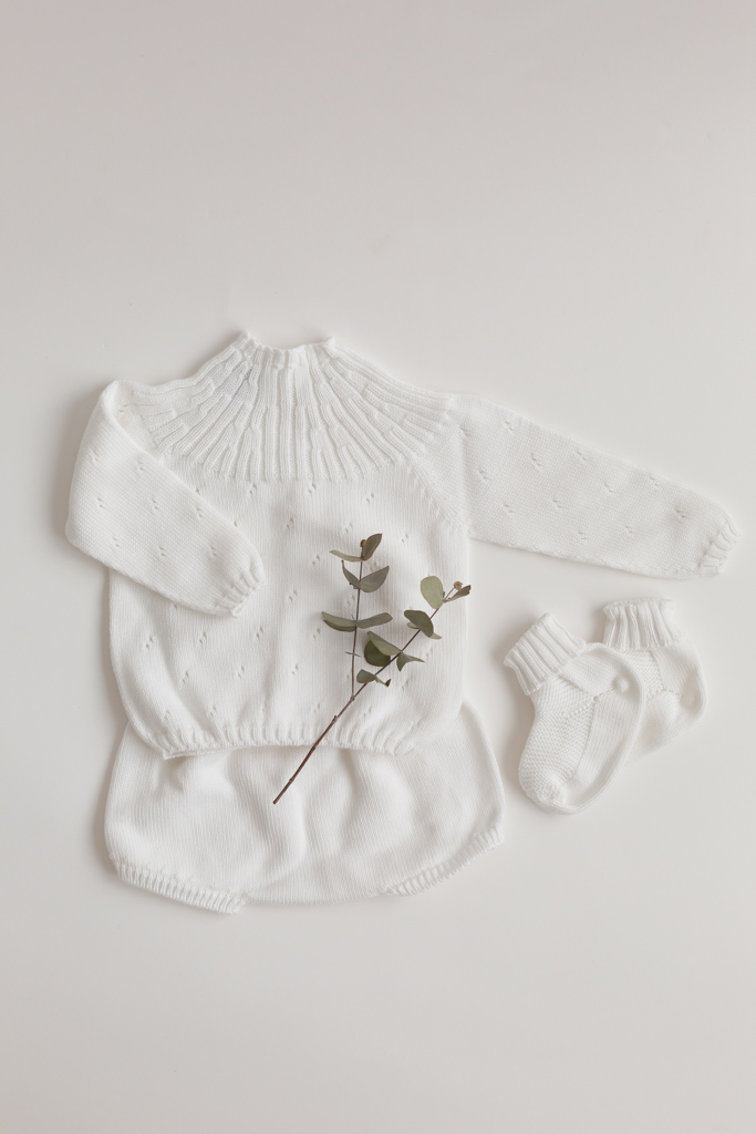 Jersey, cubrepañal y patucos Blanco 