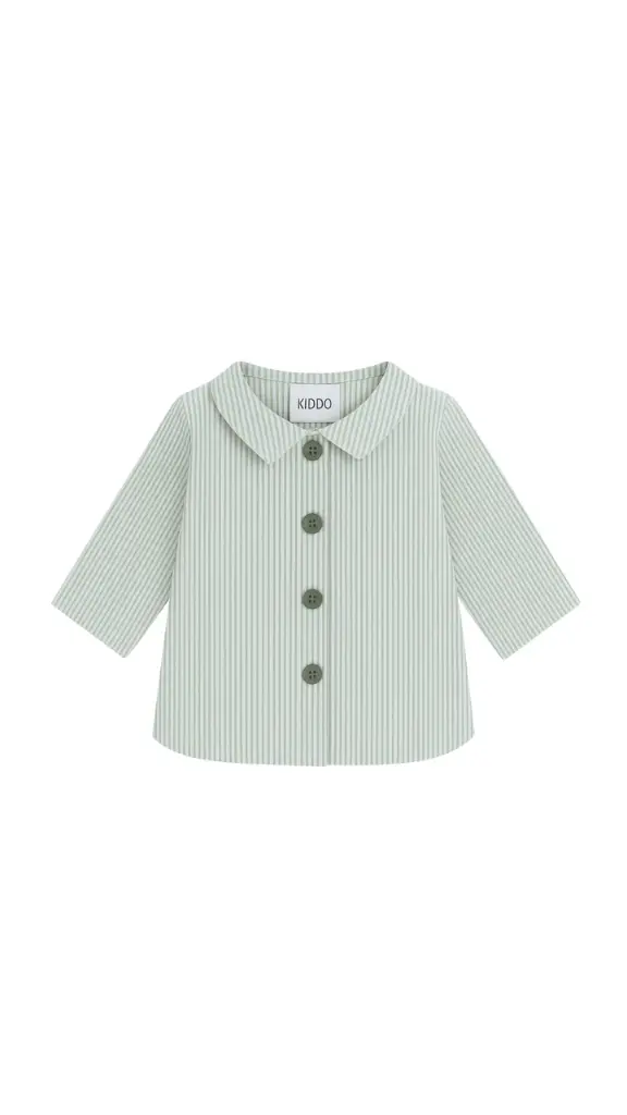 CAMISA RAYAS VERDES Y BLANCAS CUELLO PALA 