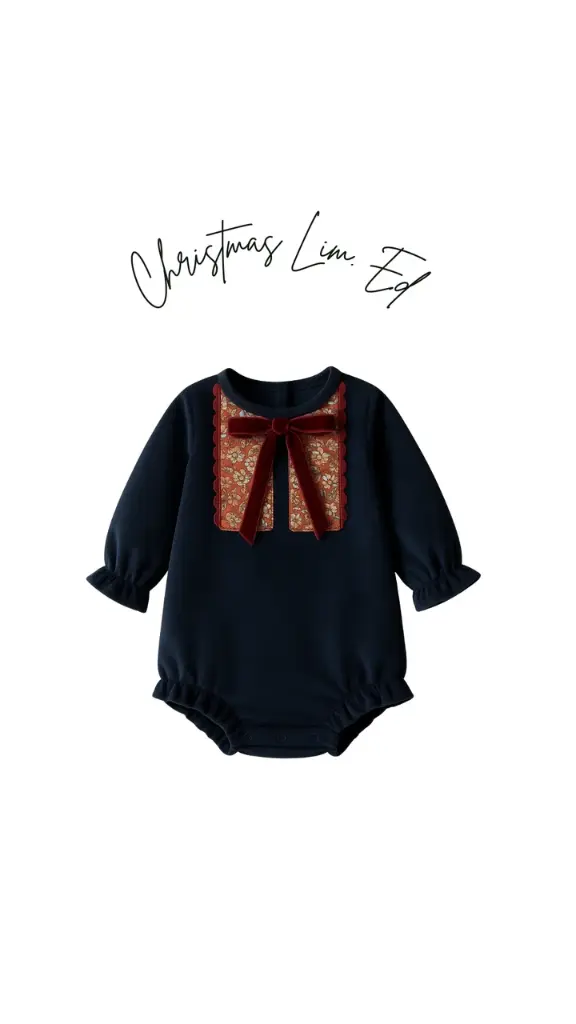 PELELE VELVET AZUL CON PECHERA FLORES NAVIDAD