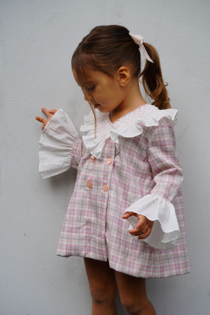 Vestido semi nido cuadros rosa