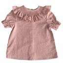 Blusa Rosa cuello nido manga corta 