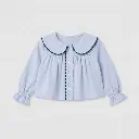 Blusa Peter Pan celeste y verde